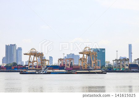View of Bangkok shipping container terminal, One of the Asian modernize harbor and global trade. View of Bangkok shipping container terminal, One of the Asian modernize harbor and global trade. 141615025