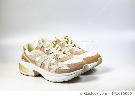 Pair of Casual hiking shoes, trekking shoe isolate on white background. 141615090
