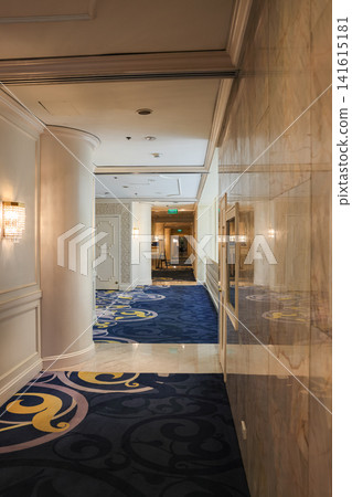 The beautiful and modern corridor or hallway. Mystical interior of empty corridor or tunnel. The beautiful and modern corridor or hallway. Mystical interior of empty corridor or tunnel. 141615181