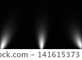 Three dramatic spotlights illuminating dark minimalist studio background Three dramatic spotlights illuminating dark minimalist studio background 141615373