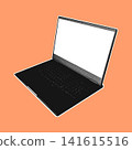 Halftone Laptop Blank Screen Orange Background Illustration 141615516
