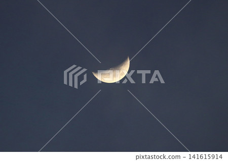 new moon or crescent moon up close in a dark blue night sky new moon or crescent moon up close in a dark blue night sky 141615914