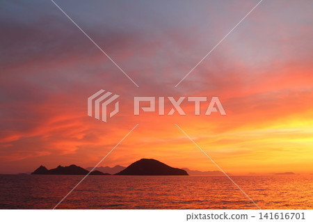 Seaside town of Turgutreis and spectacular sunsets Seaside town of Turgutreis and spectacular sunsets 141616701