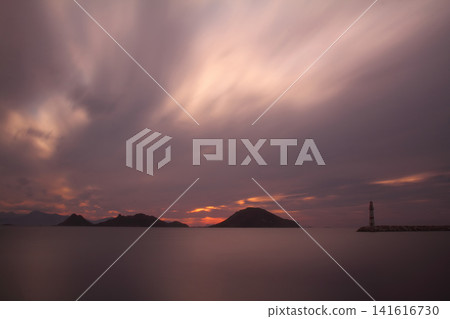sunset on the beach. Seaside town of Turgutreis and spectacular sunsets. Selective Focus. Long Exposure shoot. tranquility scene. sunset on the beach. Seaside town of Turgutreis and spectacular sunsets. Selective Focus. Long Exposure shoot. tranquility scene. 141616730