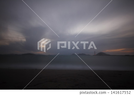sunset on the beach. Seaside town of Turgutreis and spectacular sunsets. Selective Focus. Long Exposure shoot. tranquility scene. sunset on the beach. Seaside town of Turgutreis and spectacular sunsets. Selective Focus. Long Exposure shoot. tranquility scene. 141617552