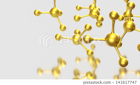 Golden Molecular Structures on Minimal White Scientific Background 3d render. Golden Molecular Structures on Minimal White Scientific Background 3d render. 141617747