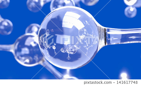 Transparent Molecular Network on Vivid Blue Scientific Background 3d render. 141617748