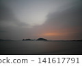 sunset on the beach. Seaside town of Turgutreis and spectacular sunsets. Selective Focus. Long Exposure shoot. tranquility scene. 141617791