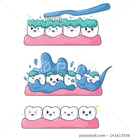 tooth with dental floss tooth with dental floss 141617836