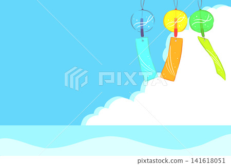 Illustration of a summer sky and wind chimes Illustration of a summer sky and wind chimes 141618051
