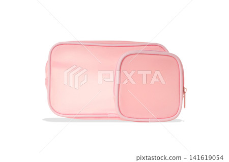 Two pink bags for cosmetics and hygiene, isolated, PNG Two pink bags for cosmetics and hygiene, isolated, PNG 141619054