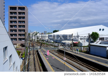 A view of the women-only car sign at Higashi-Fushimi Station on the Seibu Shinjuku Line, a typical station scene in the suburbs of Tokyo. A view of the women-only car sign at Higashi-Fushimi Station on the Seibu Shinjuku Line, a typical station scene in the suburbs of Tokyo. 141620584