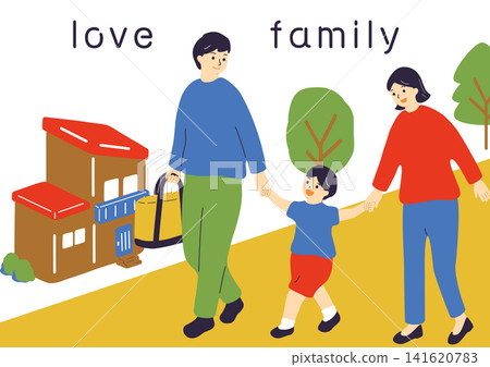 A family walking hand in hand A family walking hand in hand 141620783