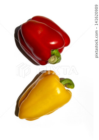 It is a bell pepper placed on a white background. It is a bell pepper placed on a white background. 141620989