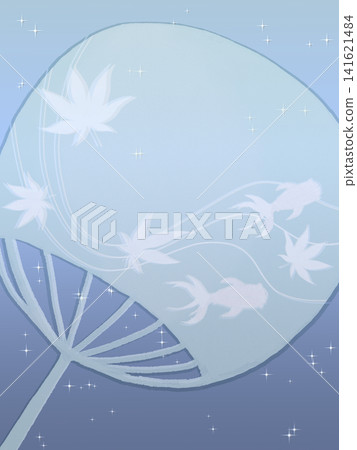 扇子的背景素材,圖案為金魚和秋葉。 扇子的背景素材,圖案為金魚和秋葉。 141621484
