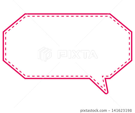 Simple colored line speech bubble, elongated octagon Simple colored line speech bubble, elongated octagon 141623198