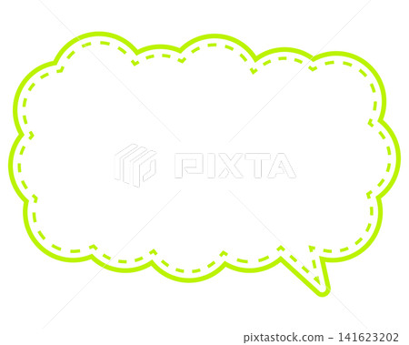 Simple colored line speech bubble, elongated cloud shape Simple colored line speech bubble, elongated cloud shape 141623202