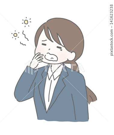 一位身穿西裝、看起來有些睏倦的女士打了個哈欠。 141623238