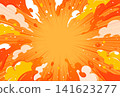 Attention, focus, water splash, smoke, flames, explosion, pop background material, orange background 141623277