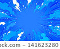 Attention, focus, water splash, smoke, flames, explosion, pop art background material, blue, navy blue background 141623280