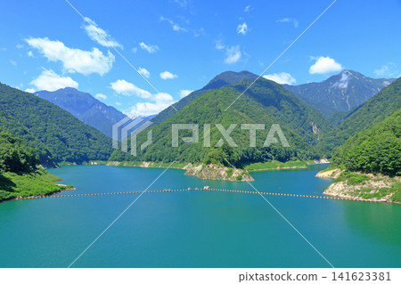 Summer view of the Northern Alps from Omachi Dam Summer view of the Northern Alps from Omachi Dam 141623381