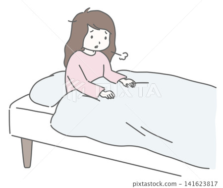 A woman sighs in bed A woman sighs in bed 141623817