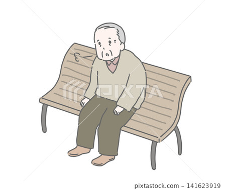 An elderly man sits on a bench, catching his breath. An elderly man sits on a bench, catching his breath. 141623919