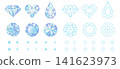 A set of brilliant-cut diamond illustrations, vector graphics, and illustrations. 141623973