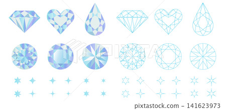 A set of brilliant-cut diamond illustrations, vector graphics, and illustrations. A set of brilliant-cut diamond illustrations, vector graphics, and illustrations. 141623973