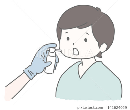 A man receives an anesthetic spray during an endoscopy. A man receives an anesthetic spray during an endoscopy. 141624039