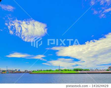 A view of Nakagawa under a clear summer sky. A view of Nakagawa under a clear summer sky. 141624429