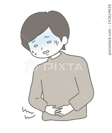 A man suffering from sudden abdominal pain. A man suffering from sudden abdominal pain. 141624638