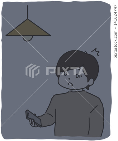 Man surprised by sudden power outage Man surprised by sudden power outage 141624747