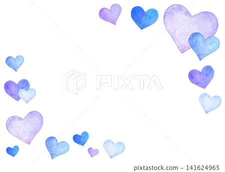 A blue heart frame painted in watercolor A blue heart frame painted in watercolor 141624965
