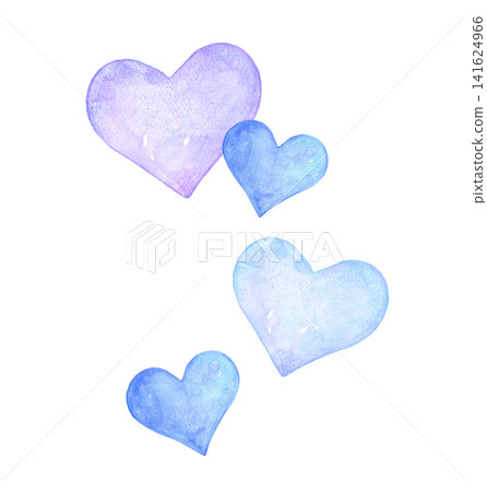 A blue heart illustration painted in watercolor. A blue heart illustration painted in watercolor. 141624966
