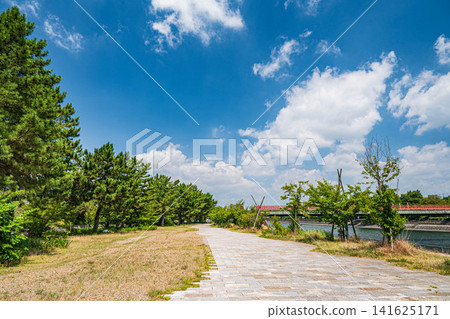 京都府宇治市宇治公園內的宇治川橘島,宇治川風光 京都府宇治市宇治公園內的宇治川橘島,宇治川風光 141625171