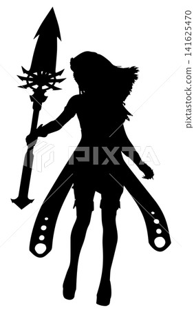 Fantasy Female Warrior Silhouette Fantasy Female Warrior Silhouette 141625470