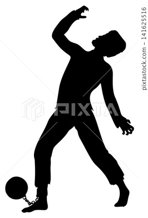 Silhouette of Prisoner with Ball and Chain Silhouette of Prisoner with Ball and Chain 141625516