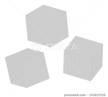 Three Wireframe Mesh Cubes Isometric Three Wireframe Mesh Cubes Isometric 141625520