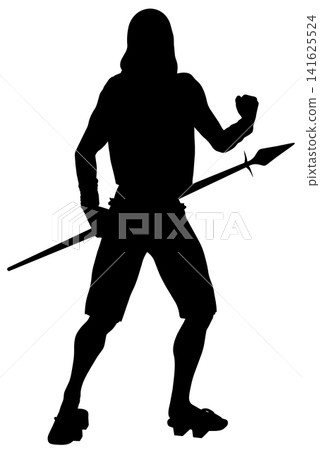 Warrior Silhouette with Spear Warrior Silhouette with Spear 141625524