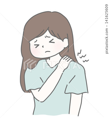 A woman suffering from stiff shoulders A woman suffering from stiff shoulders 141625609