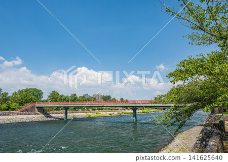 Uji River scenery, Asagiri Bridge in Uji Park, Uji City, Kyoto Prefecture Uji River scenery, Asagiri Bridge in Uji Park, Uji City, Kyoto Prefecture 141625640