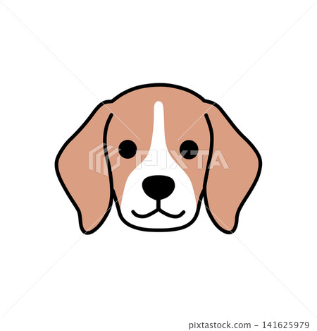 可愛的棕白小獵犬臉部圖標 可愛的棕白小獵犬臉部圖標 141625979