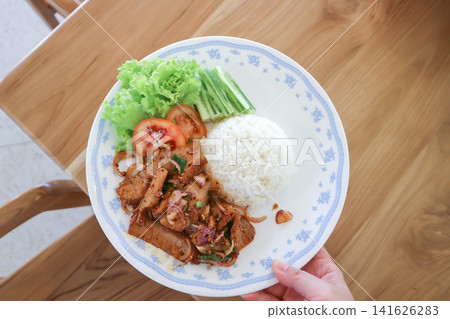 stir fried pork or spicy pork and rice or pork and rice stir fried pork or spicy pork and rice or pork and rice 141626283