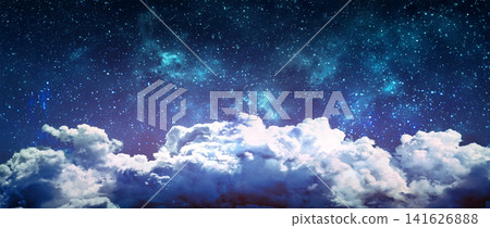 magic night lanscape with starry sky and clouds magic night lanscape with starry sky and clouds 141626888