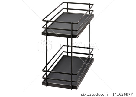 Metal storage rack with two shelves for organizing items in home or office 141626977