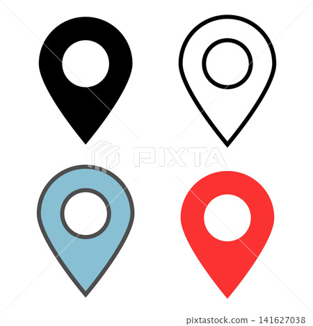Map pin icon set, location information, map, guidance, destination, variations, vector illustration. Map pin icon set, location information, map, guidance, destination, variations, vector illustration. 141627038