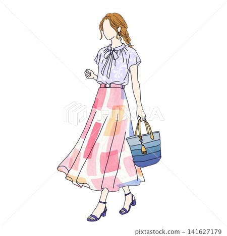 Female figure, line drawing, fashion Female figure, line drawing, fashion 141627179