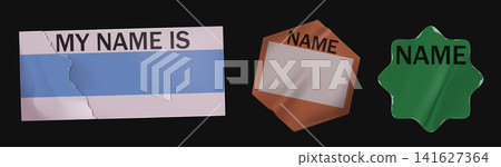 Vintage distressed name stickers, grunge texture Vintage distressed name stickers, grunge texture 141627364