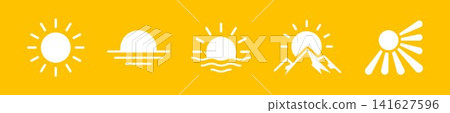 Sun icon set. It includes solar, light, sunshine, and more icons. Solid symbol vector illustration. Sun icon set. It includes solar, light, sunshine, and more icons. Solid symbol vector illustration. 141627596